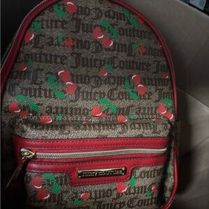 Juicy Couture Cherry Print Backpack with Red Accents (FREE bath and body item